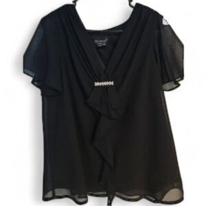 BAY STUDIO EVENINGS Womens PLUS size 1X BLACK WITH RHINESTONE deco. Bow GORGEOUS